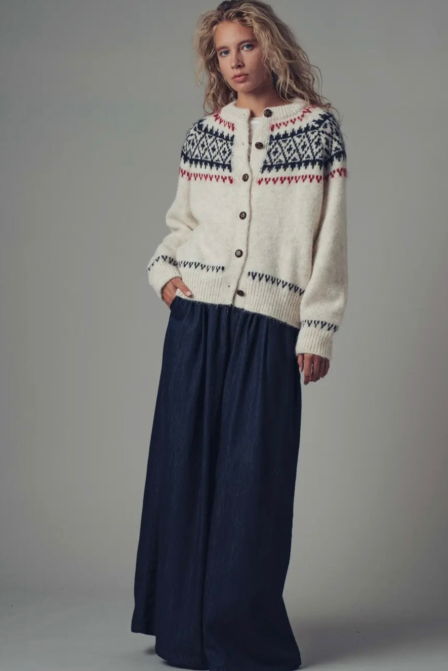 Fair Isle Nordic Toggle Knit Cardigan