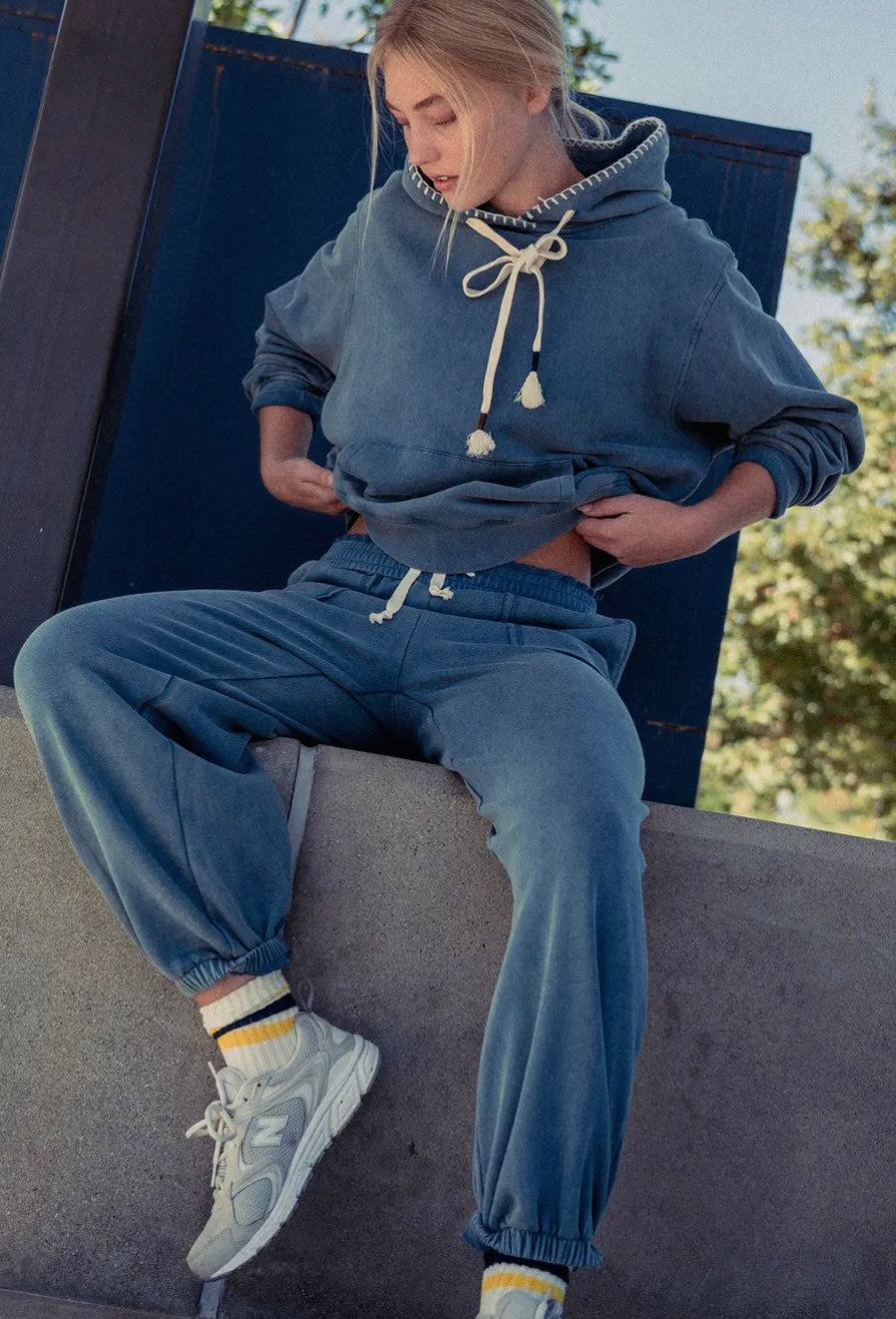 Wide Leg Cotton Blend Jogger Sweatpant