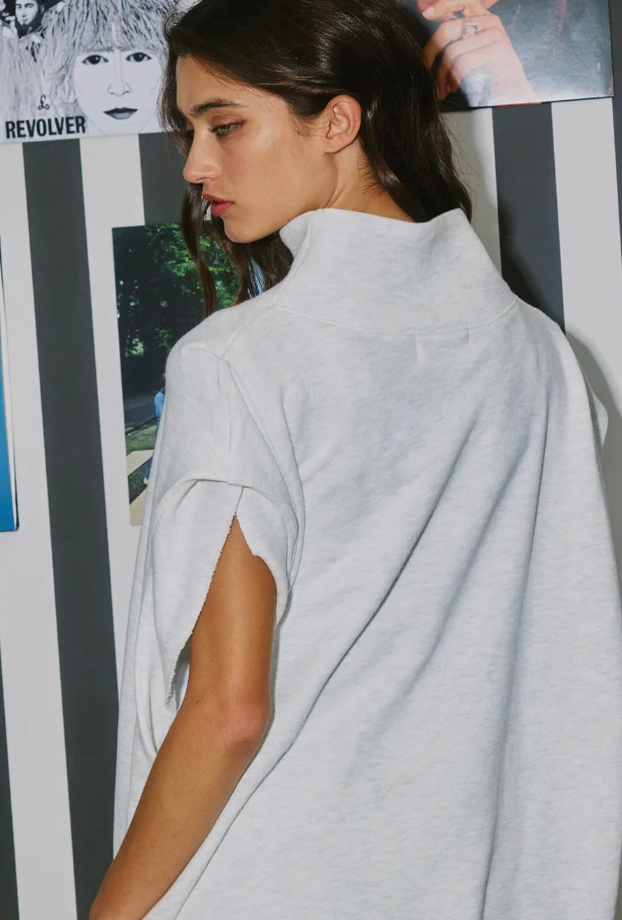Solid Mock-Neck Oversized Muscle Top