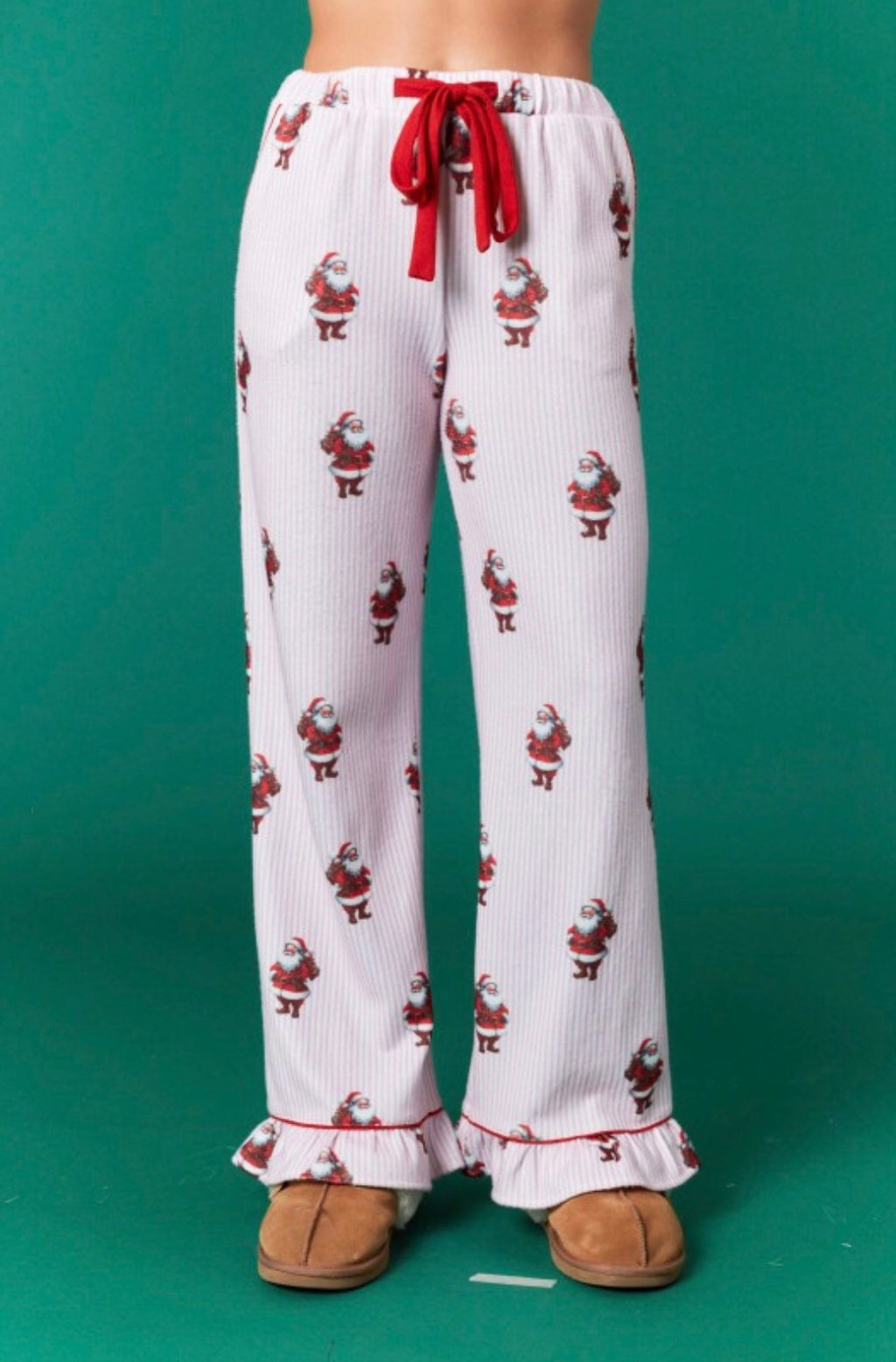 Santa Claus Striped Brushed Knit Pajamas