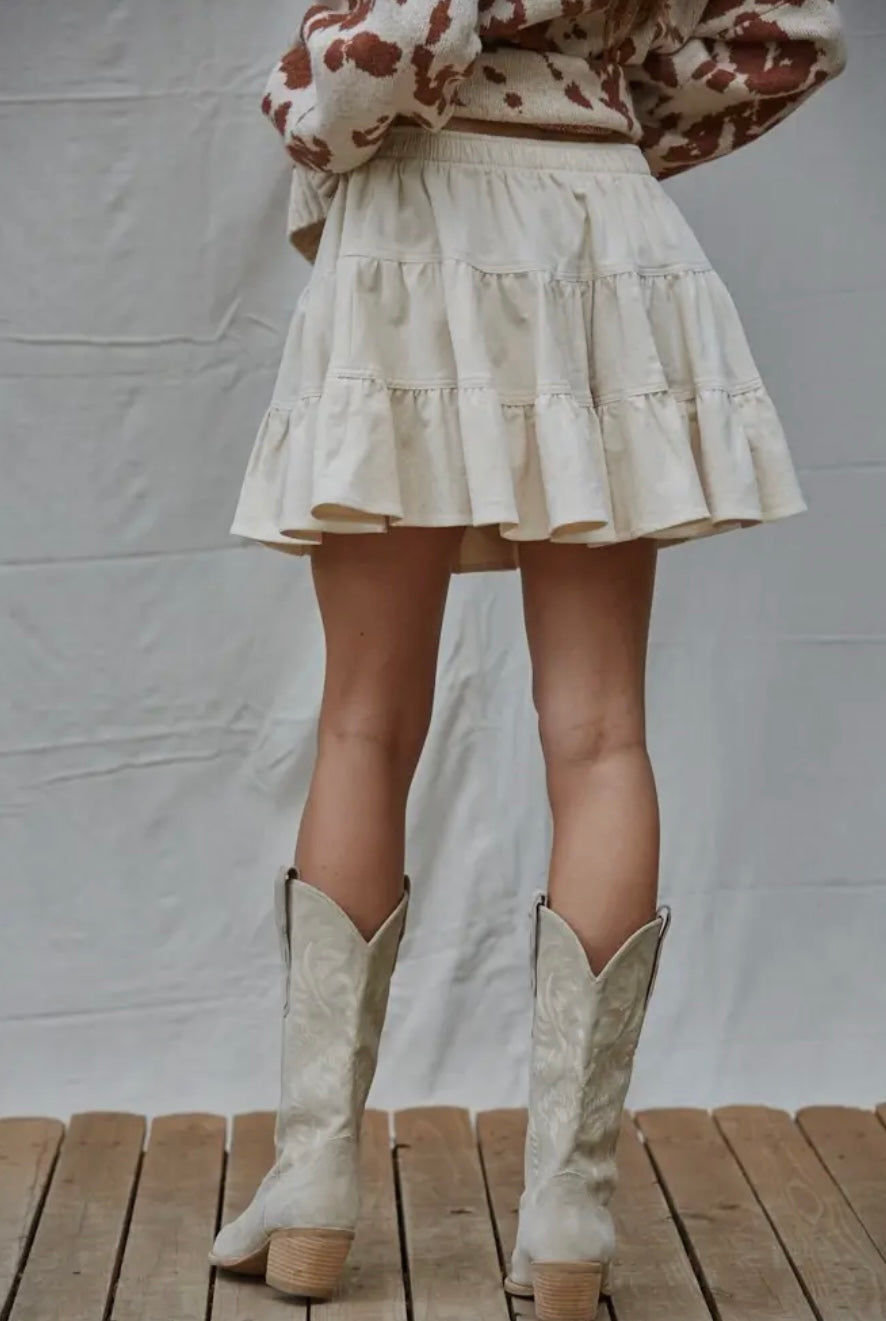 Corduroy Tiered Flare Mini Skirt