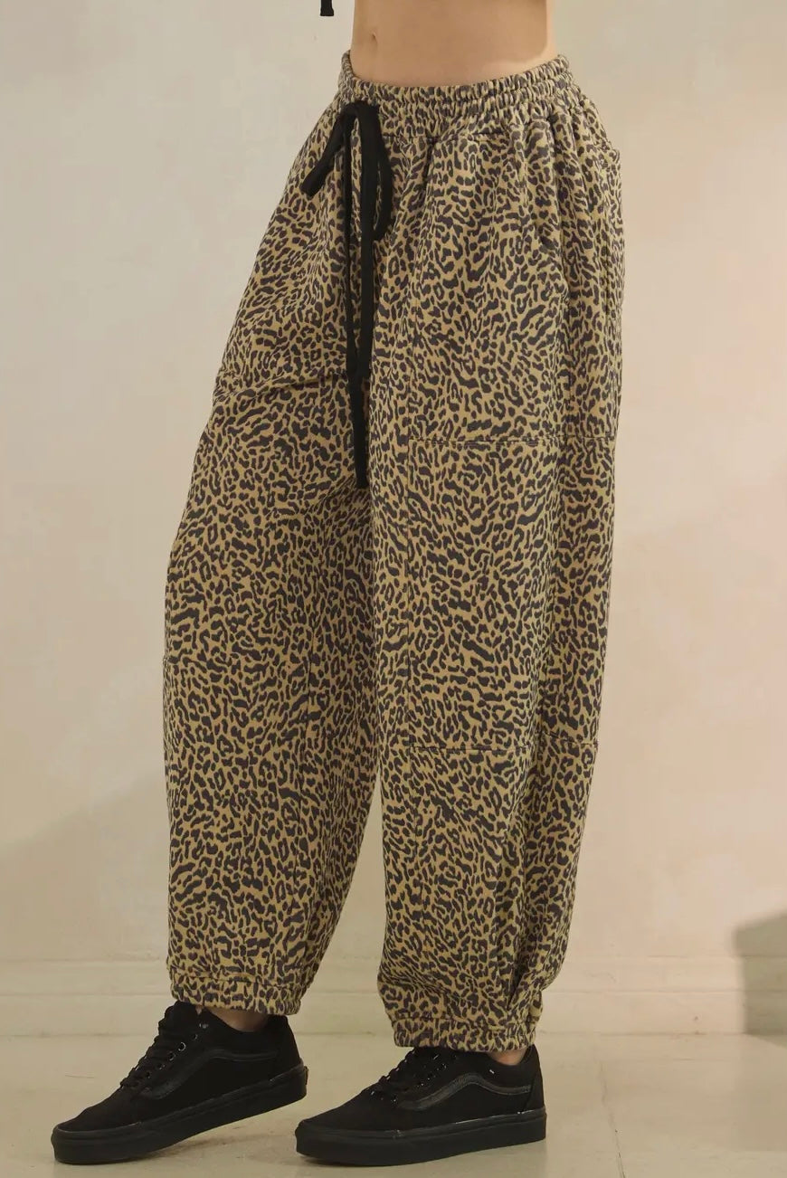 Leopard Printed French Terry Pant