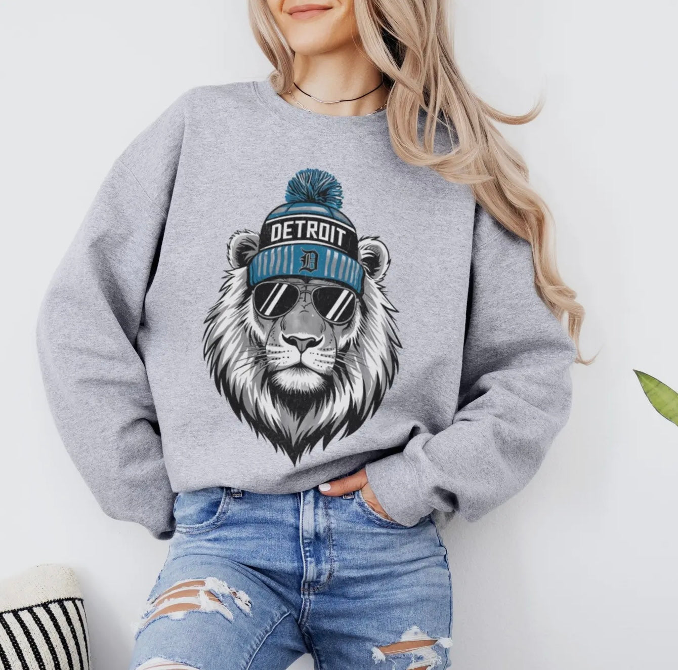 Detroit Lion Beanie Crewneck