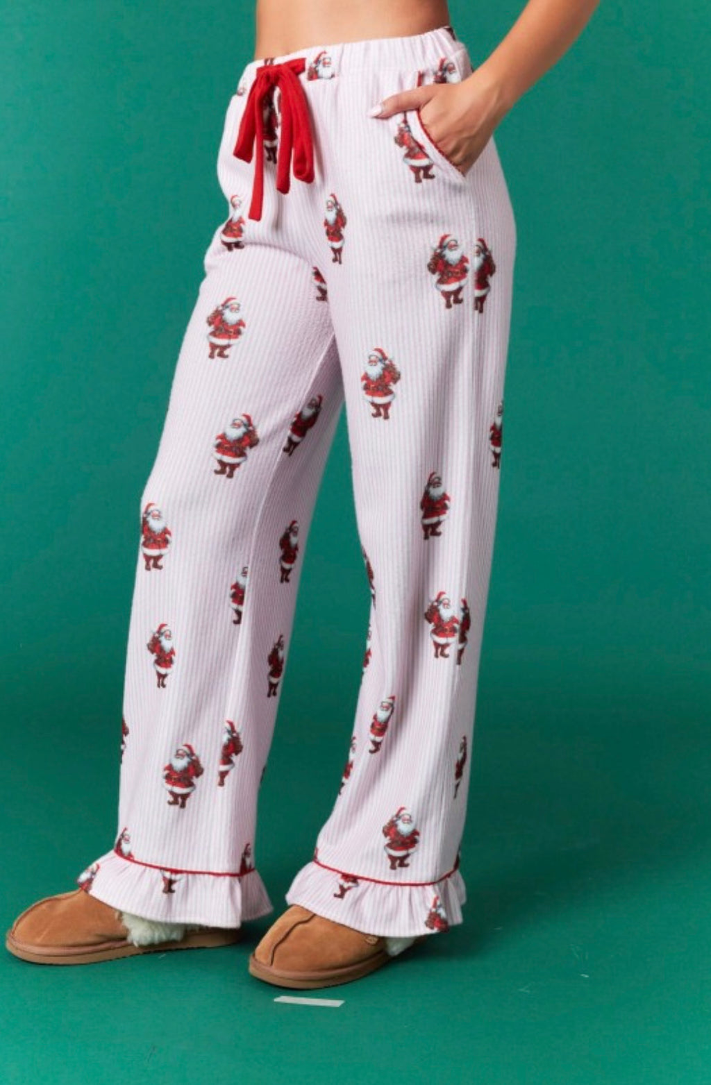 Santa Claus Striped Brushed Knit Pajamas