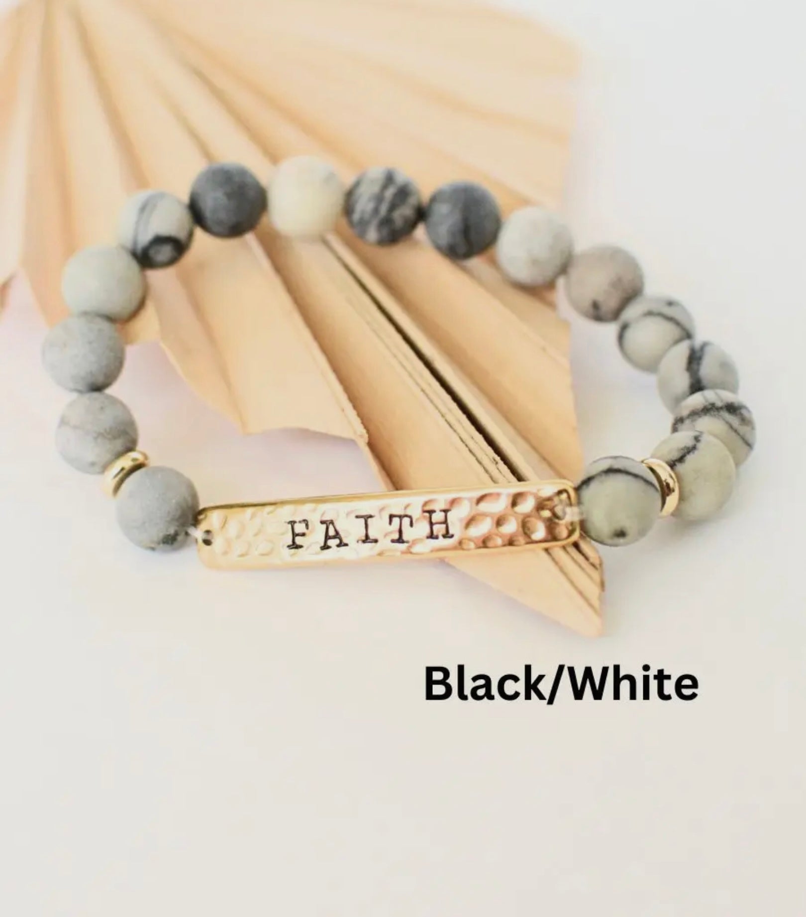 Faith Stone Bracelet Black & White
