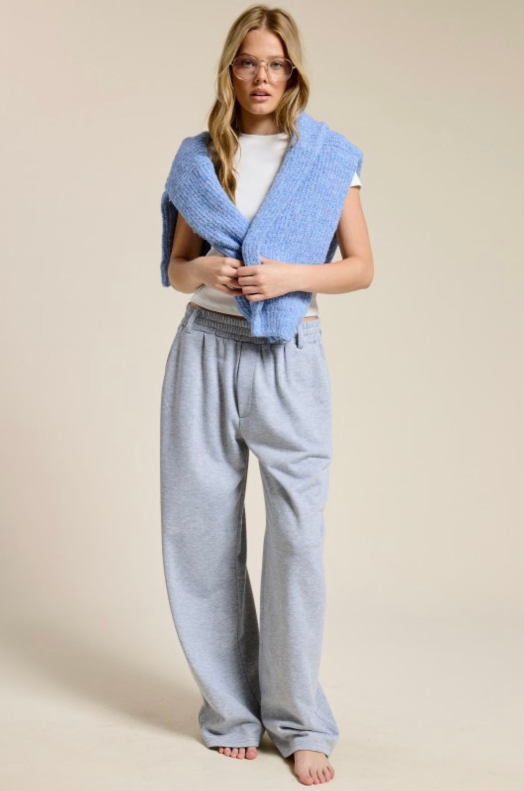Tailored Wide Leg Knit Sweatpants