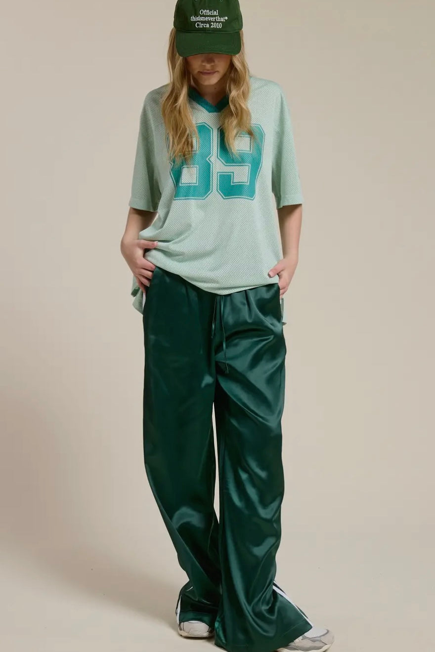 Sporty V Neck Short Sleeve Jersey Top with 89 Graphic Print