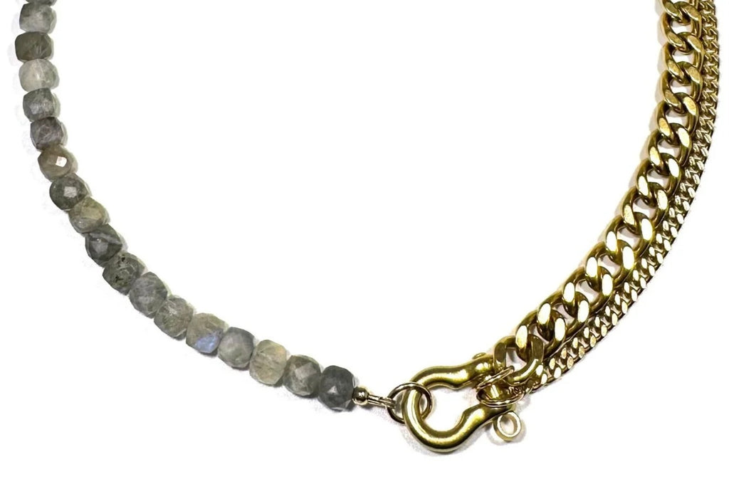 Rachel Nathan Beads & Shackle Necklace Shackle Duo : Labradorite