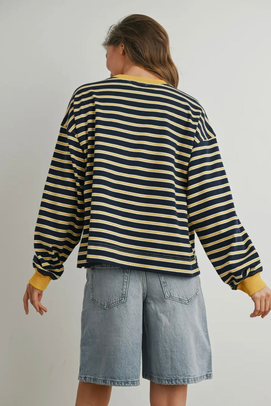 Striped Crew Neck Long Sleeve Top