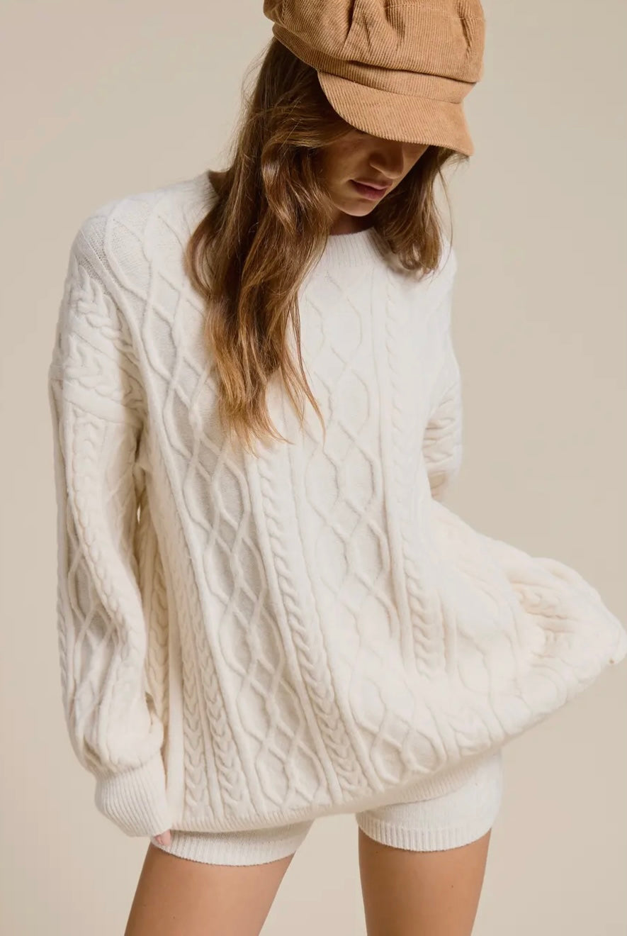 Cable Knit Sweater and Shorts Set