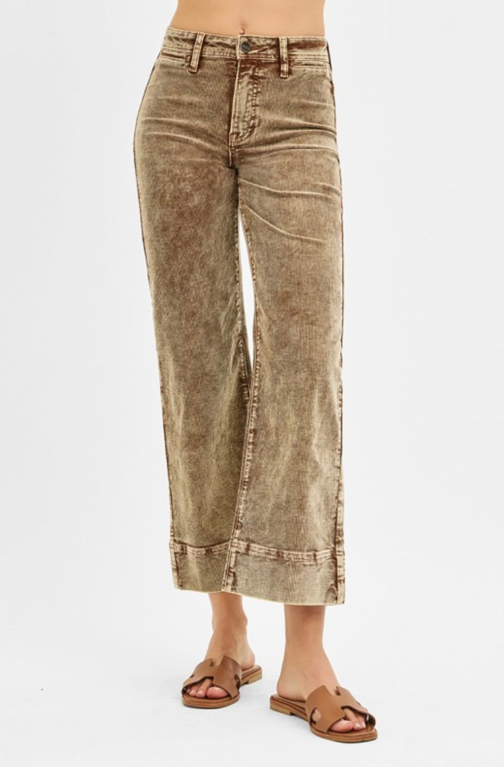 Risen Jeans High Rose Crop Straight Corduroy Pants