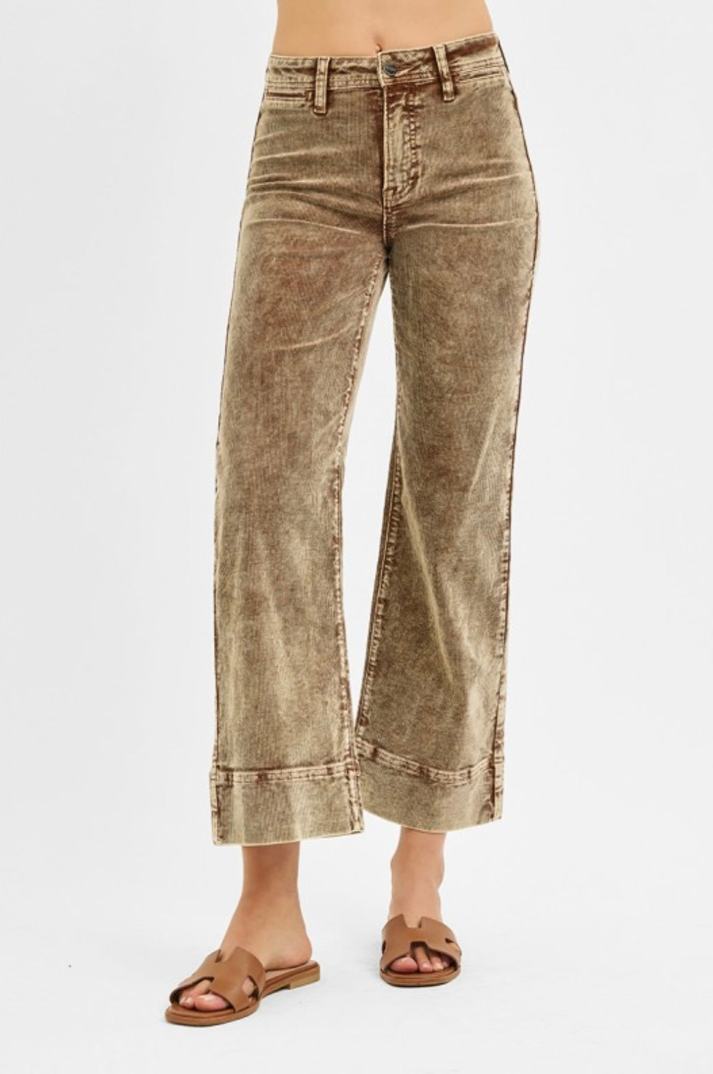 Risen Jeans High Rose Crop Straight Corduroy Pants