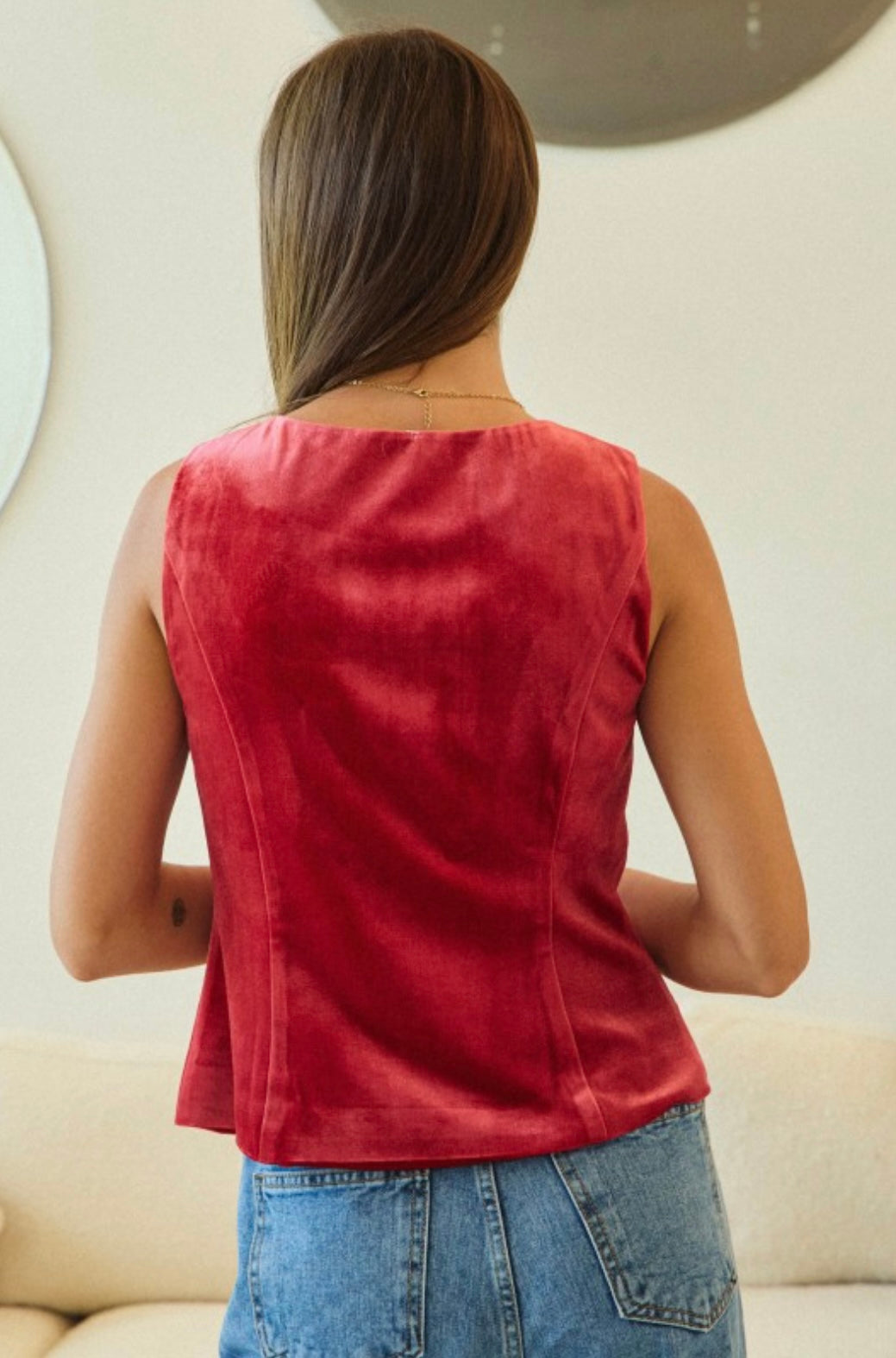 Luxe Velvet Rose Button Vest