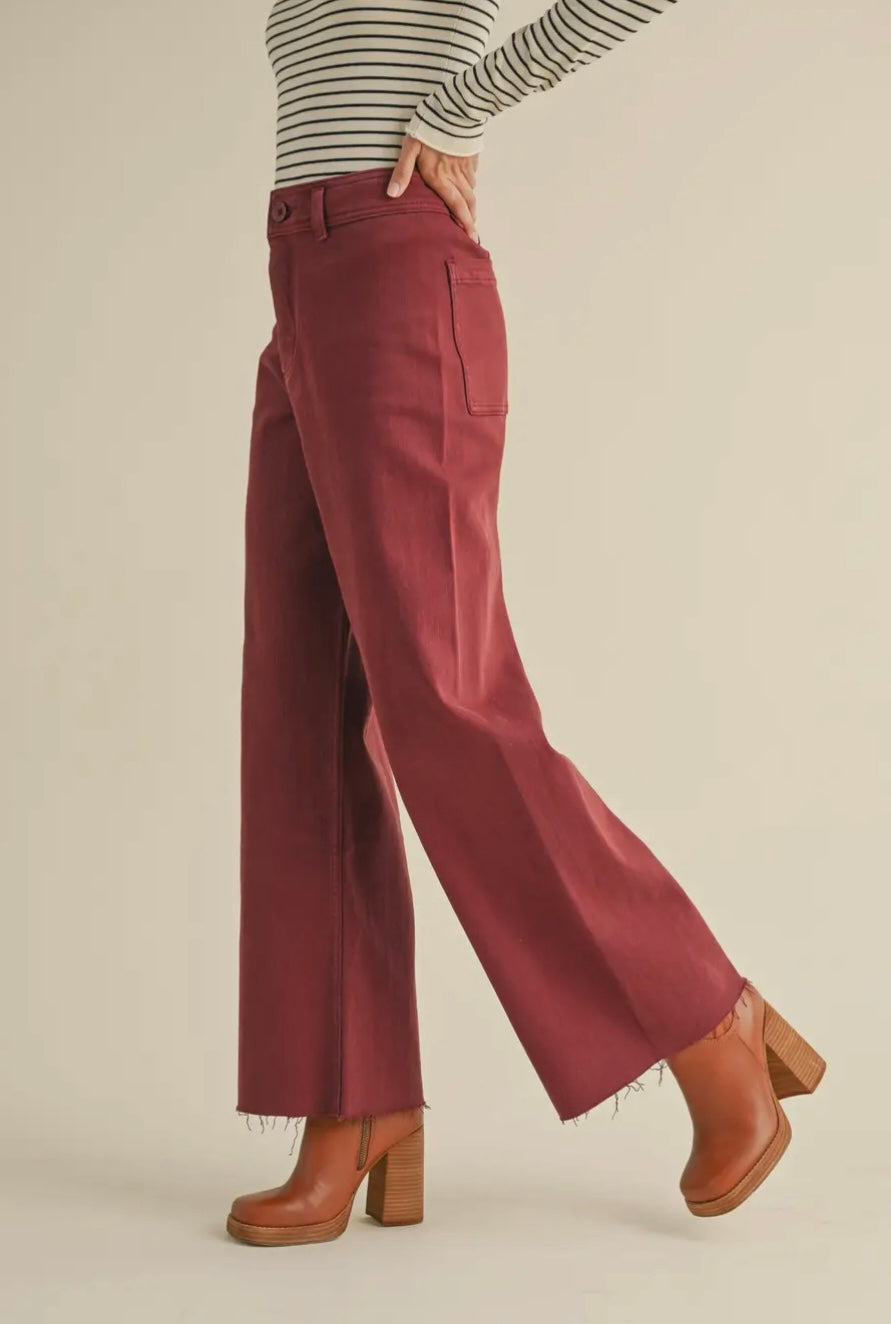 Straight Wide Leg Denim Pants