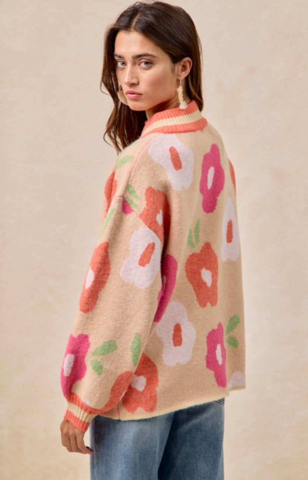 Flower Printed V Neck Banded Top