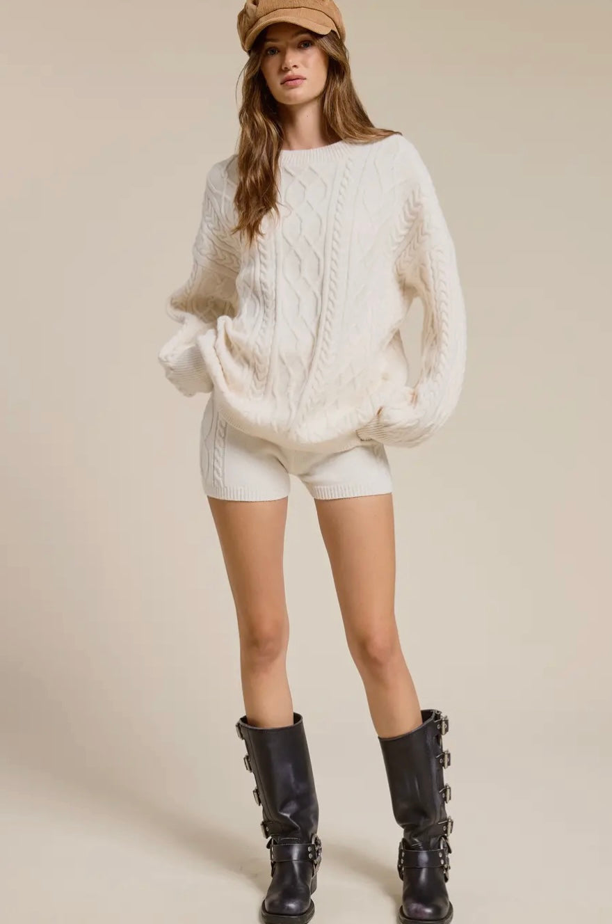 Cable Knit Sweater and Shorts Set