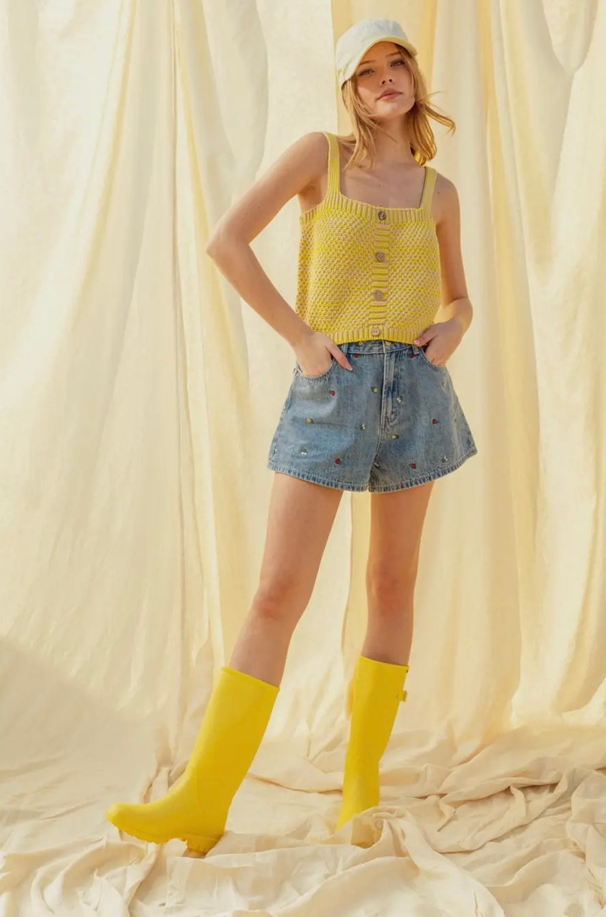 Spring Fling Embroidered Denim Shorts