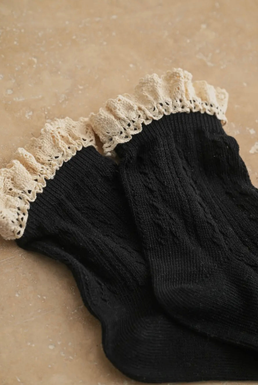 Net Pointelle With Crochet Trim Socks