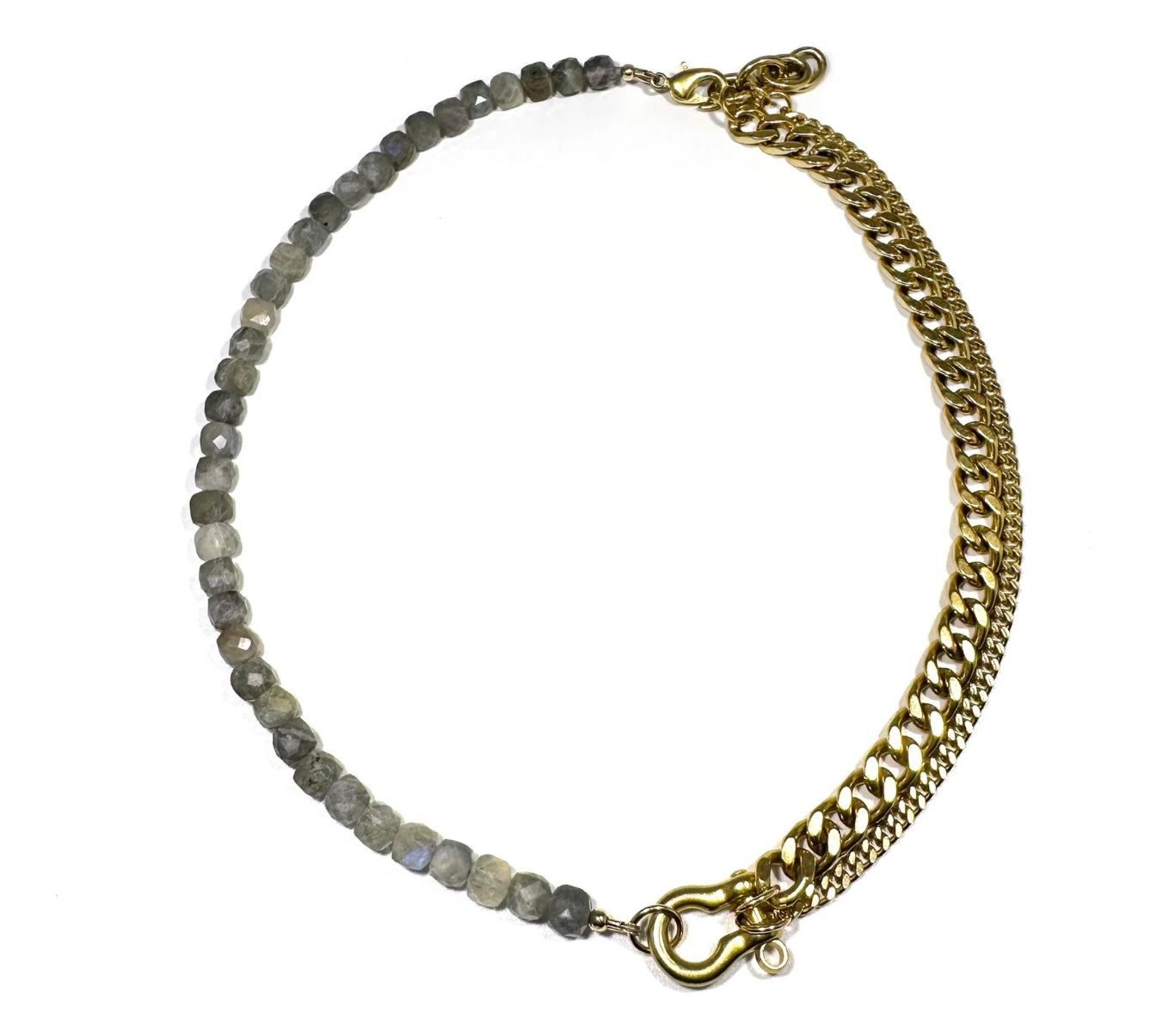 Rachel Nathan Beads & Shackle Necklace Shackle Duo : Labradorite
