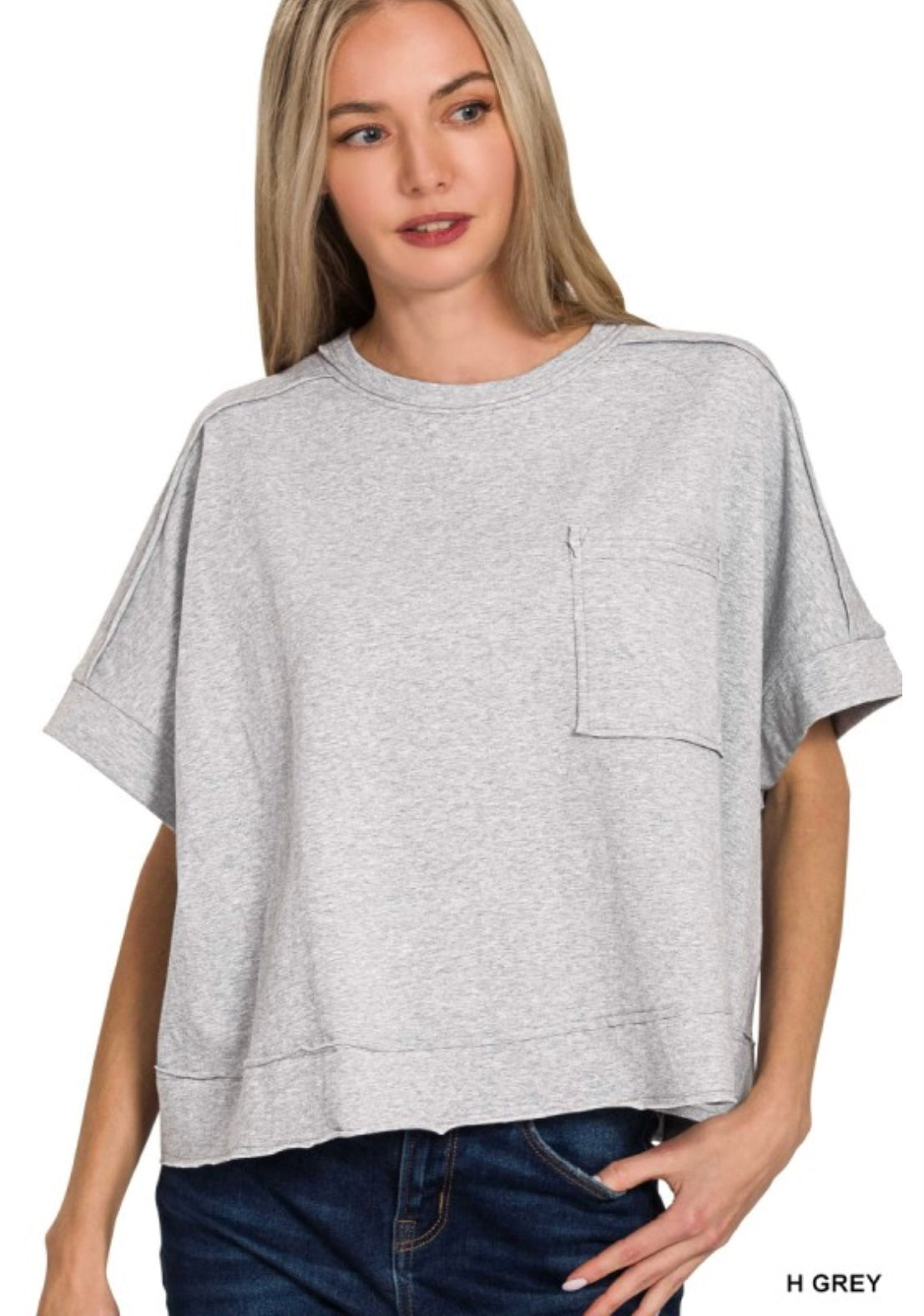 Exposed Seam Oversized Crop Box Tee