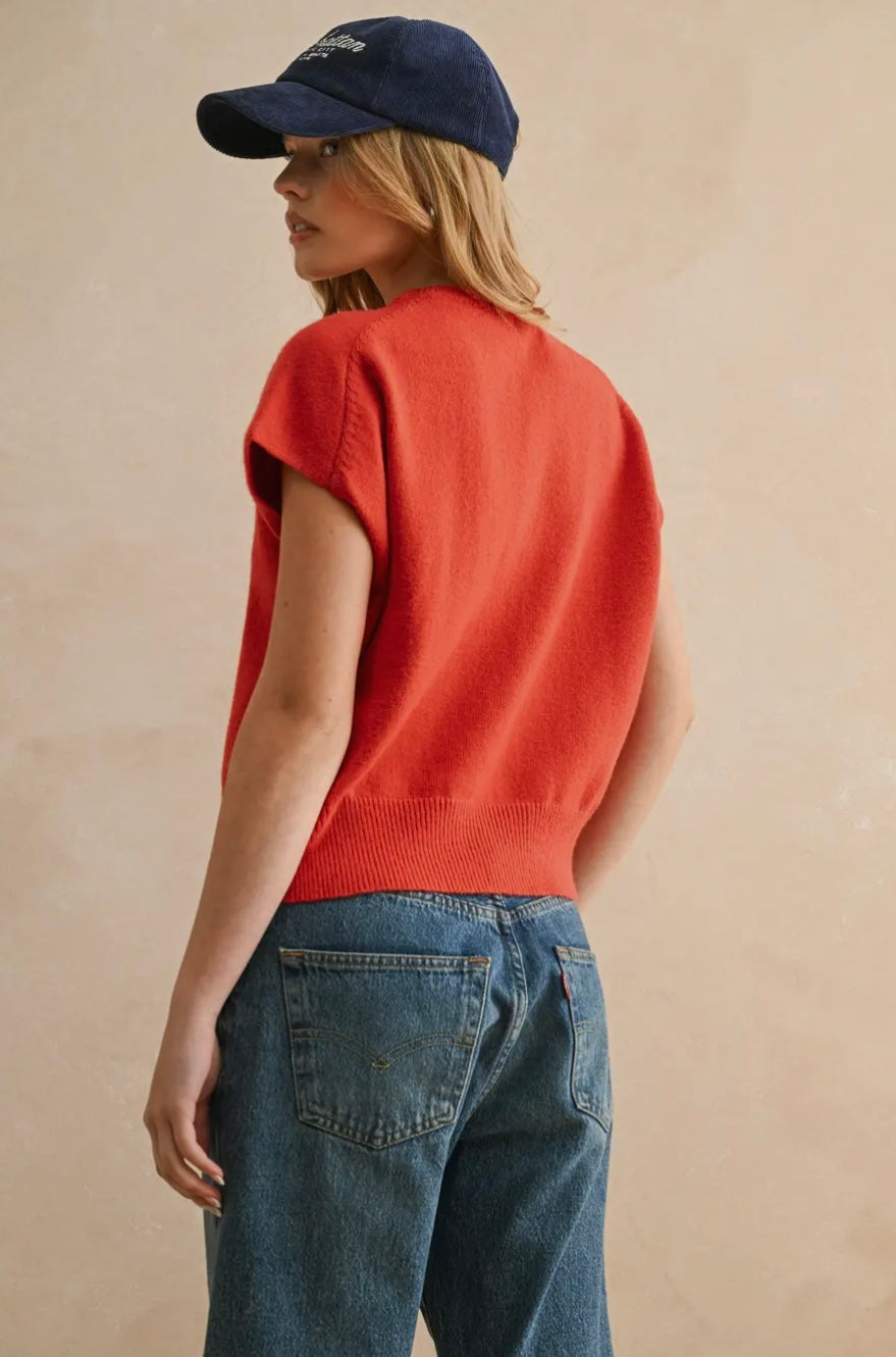Loose Fit Short Sleeve Sweater Top