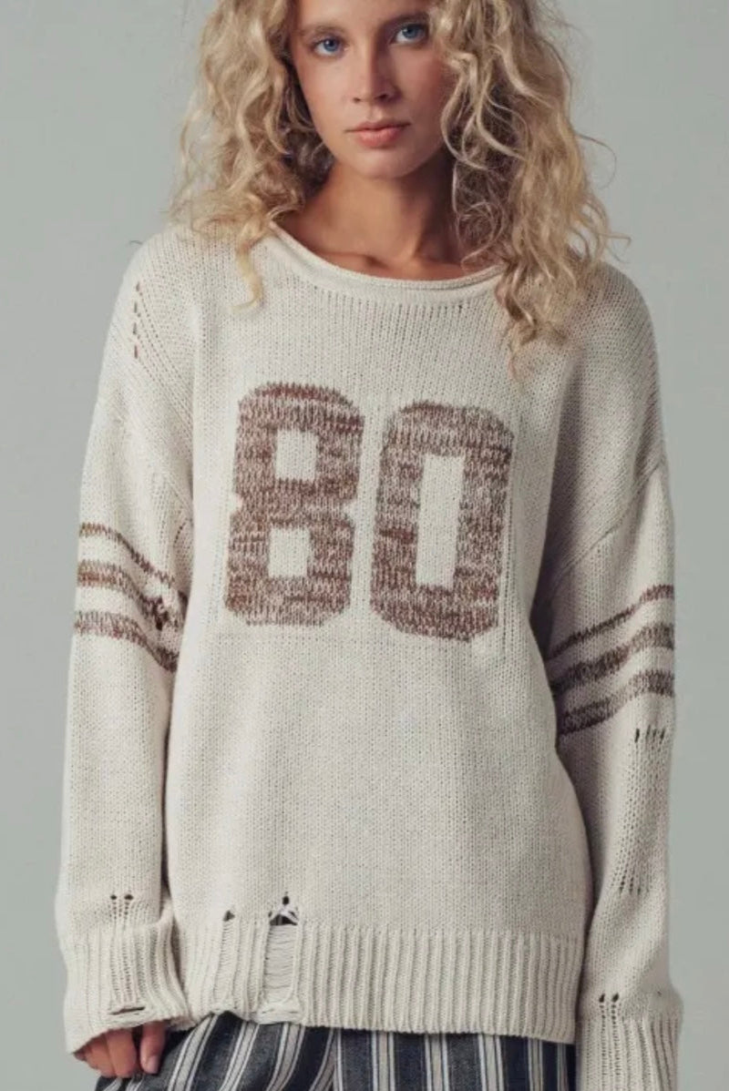 Varsity 80 Distressed Knit Pullover