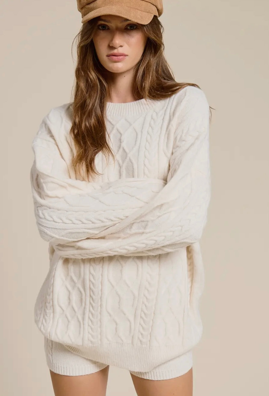 Cable Knit Sweater and Shorts Set