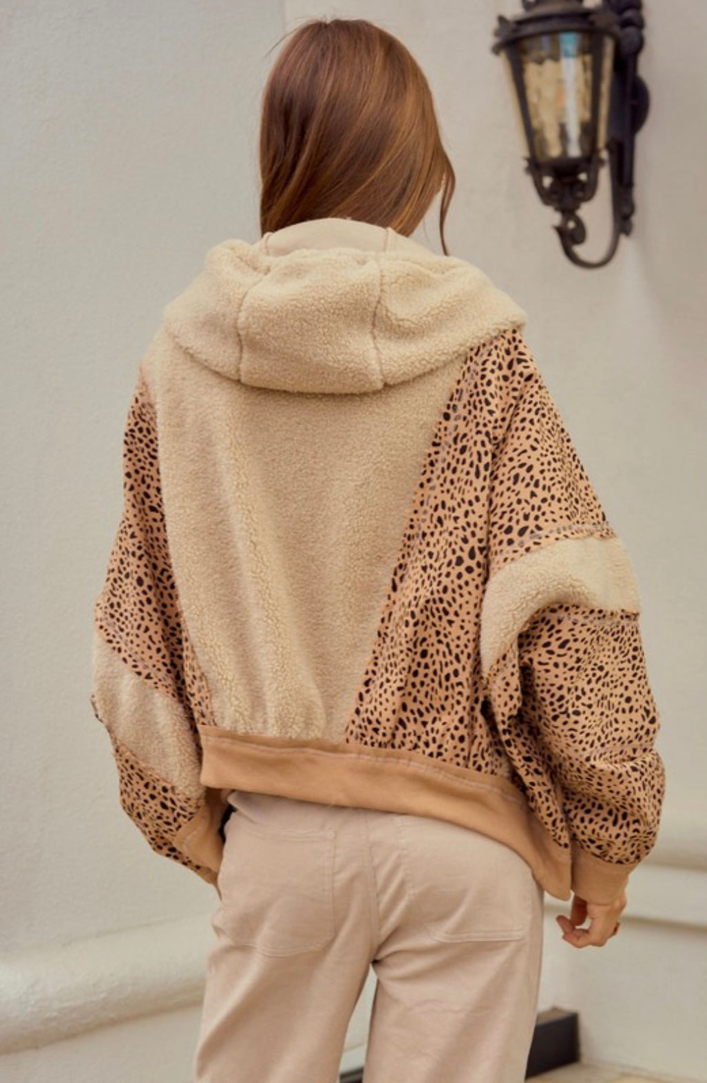 Washed Vintage Leopard With Fleece Jacket