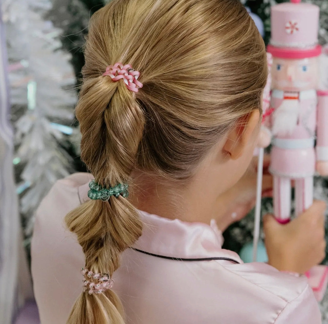 Small Teleties Merry Pinkmas Hair Ties