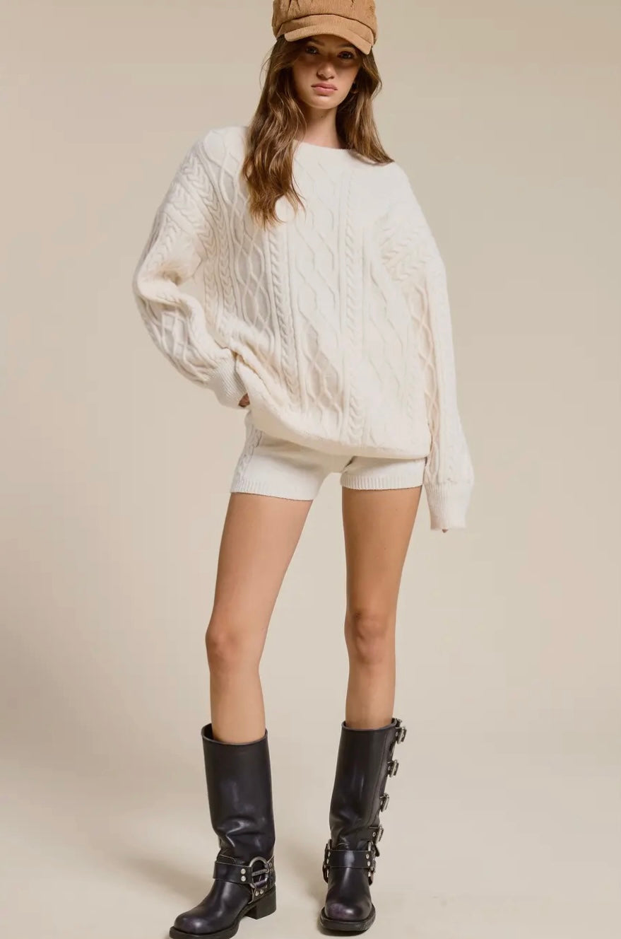 Cable Knit Sweater and Shorts Set