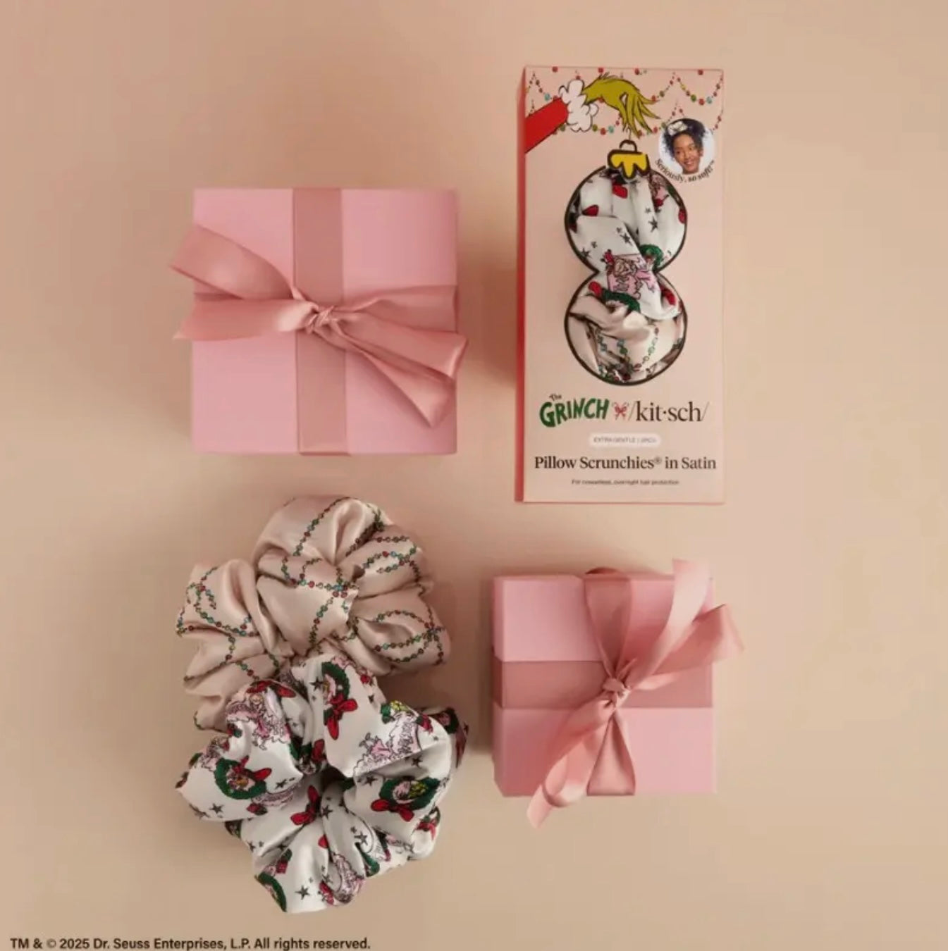 The Grinch x Kitsch Satin Pillow Scrunchies® in Cindy Lou Who