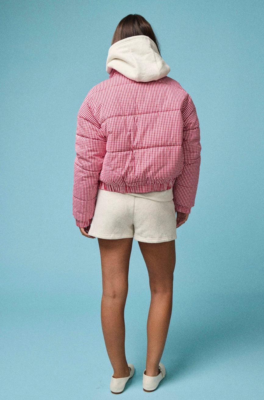 Gingham Zip Up Puffer Jacket