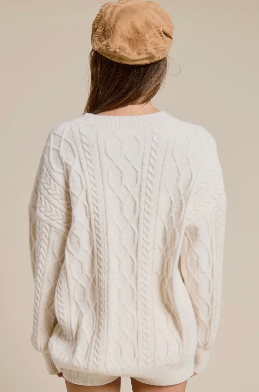 Cable Knit Sweater and Shorts Set