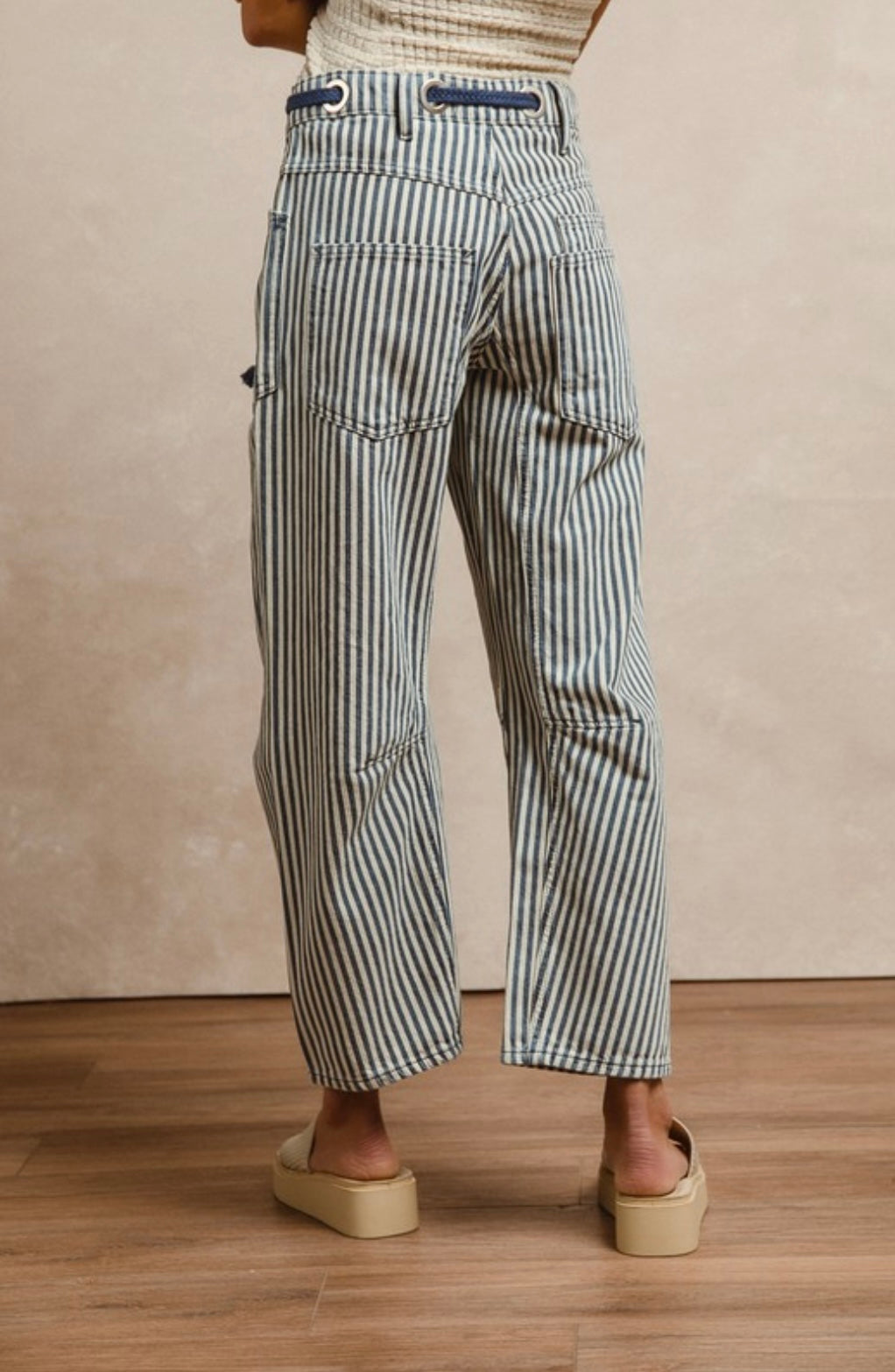BiBi Striped Twill Barrel Pants
