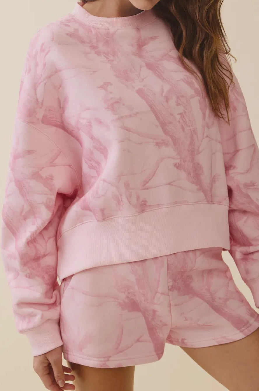 Pink Camo Print Drop Shoulder Sweatshirt