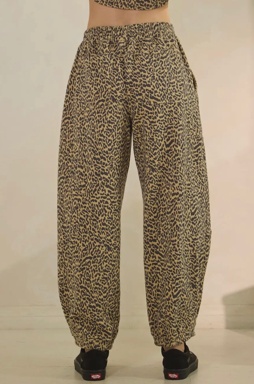 Leopard Printed French Terry Pant