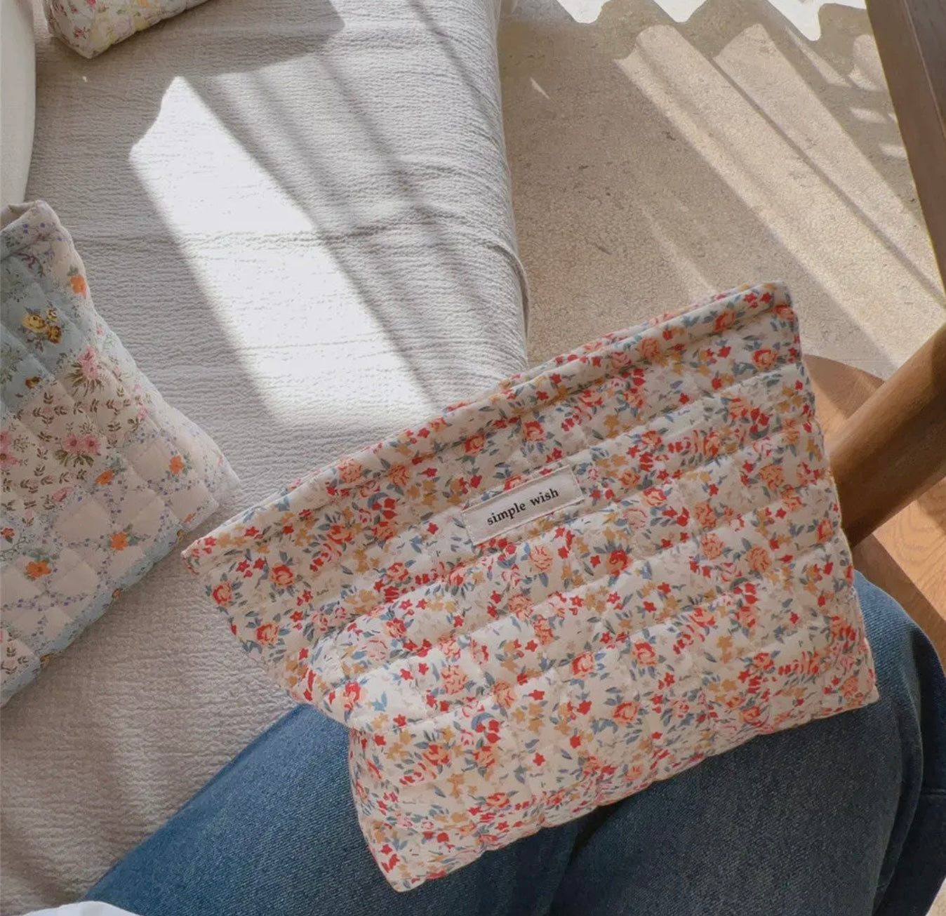 Flower Print Padded Large Capacity Cosmetic Bag