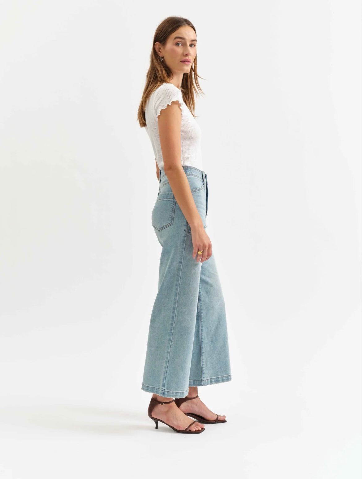 Daze Denim Valley Girl Wide Leg Ankle In Romcom