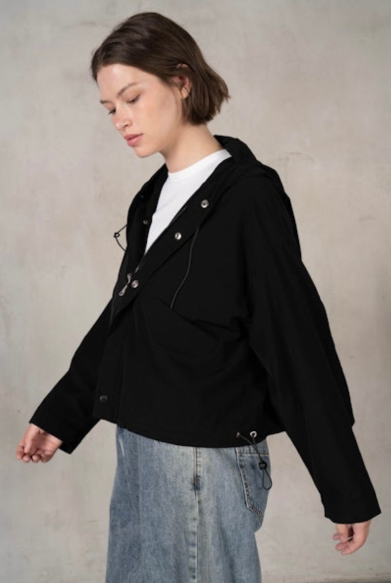 Oversized Semi-Cropped Hoodie Windbreaker