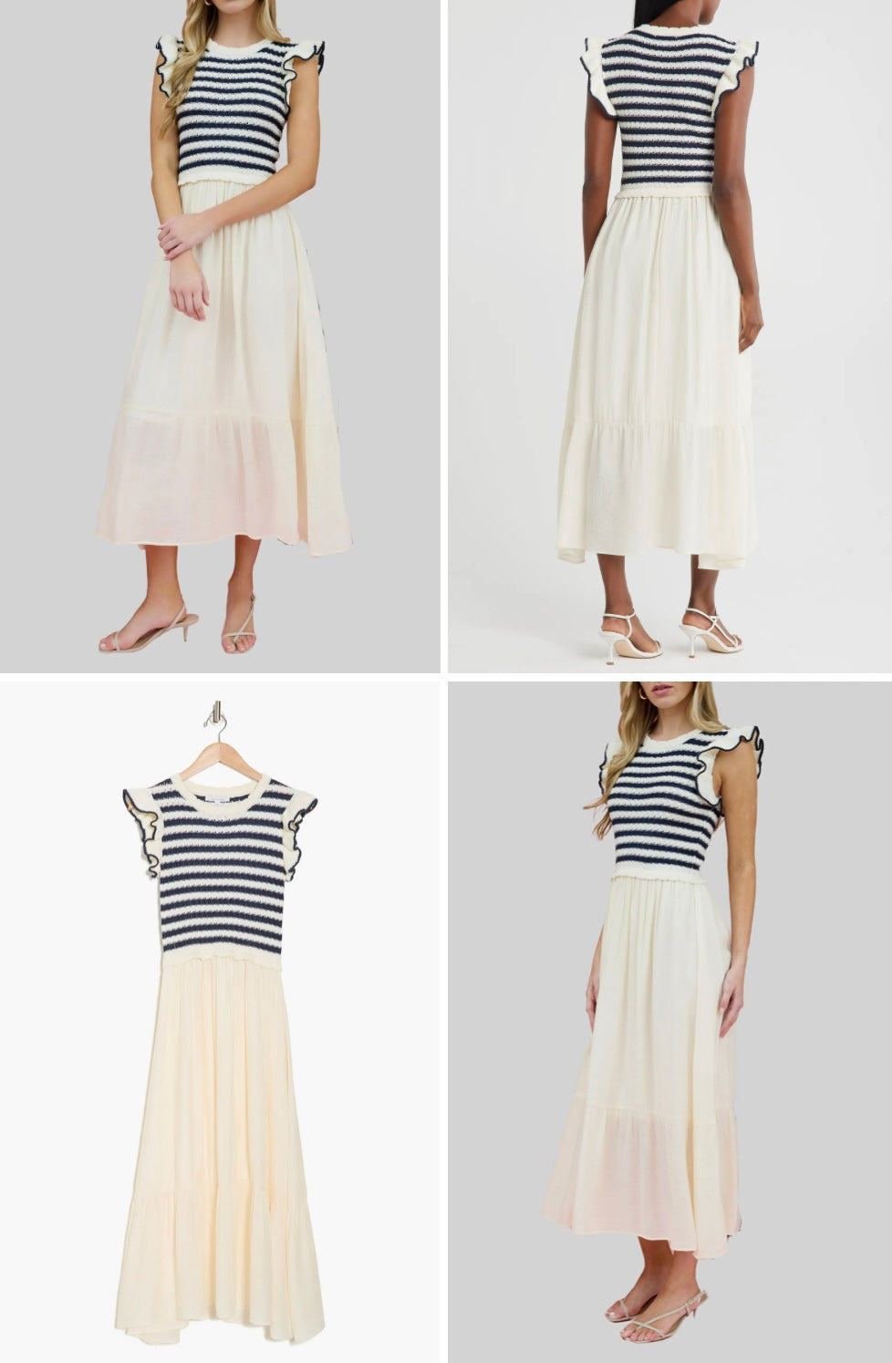 Zoe and Claire Mixed Media Midi Dress