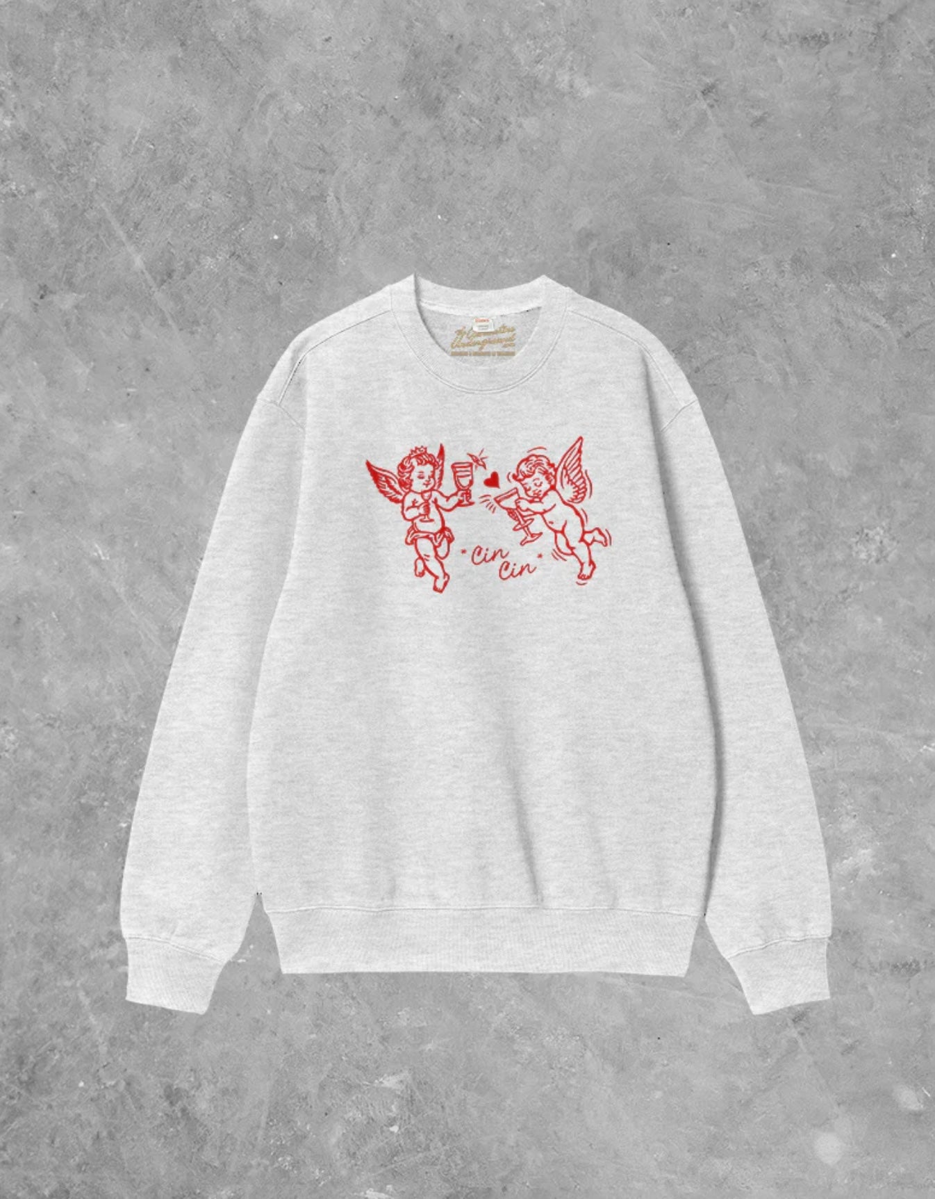 * CIN CIN * CUPID, VALENTINE'S BOXY COTTON 90'S SWEATSHIRT