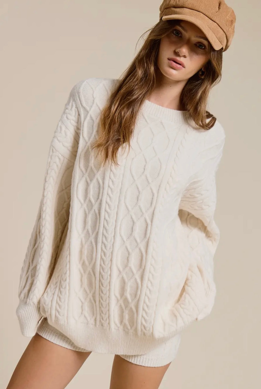 Cable Knit Sweater and Shorts Set