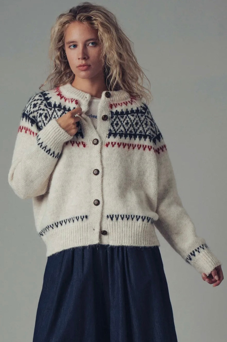 Fair Isle Nordic Toggle Knit Cardigan
