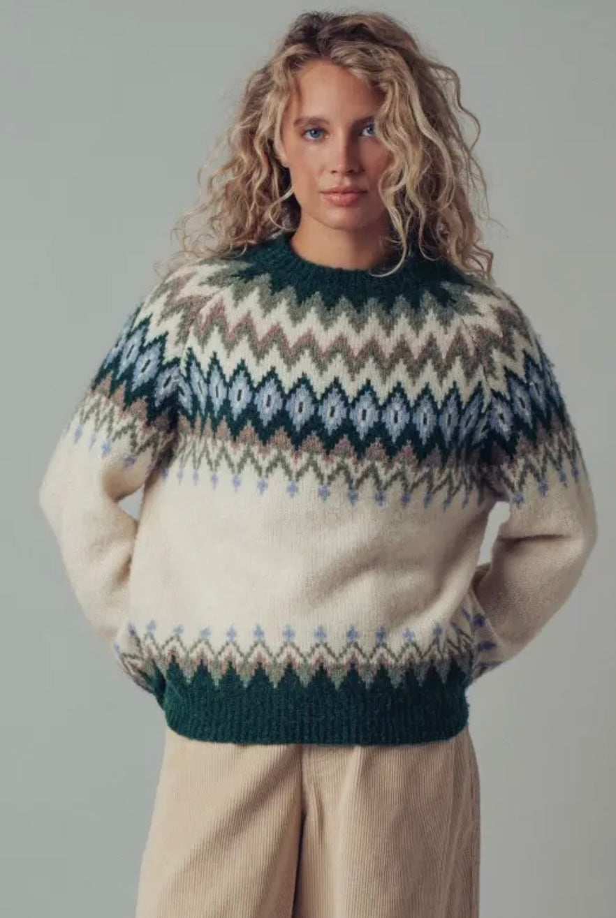 Fair Isle Wool Blend Sweater Top