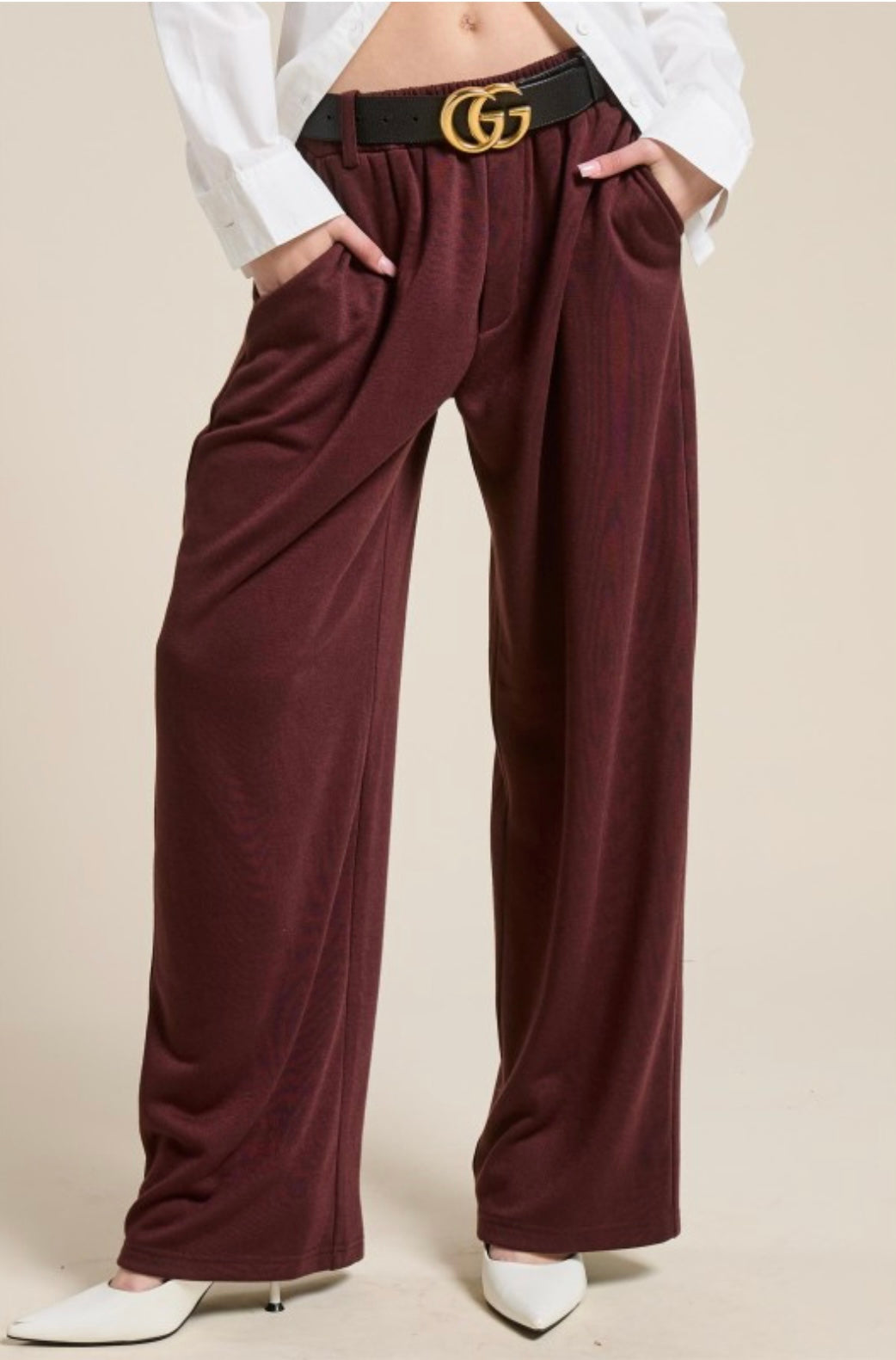 Tailored Wide Leg Knit Sweatpants