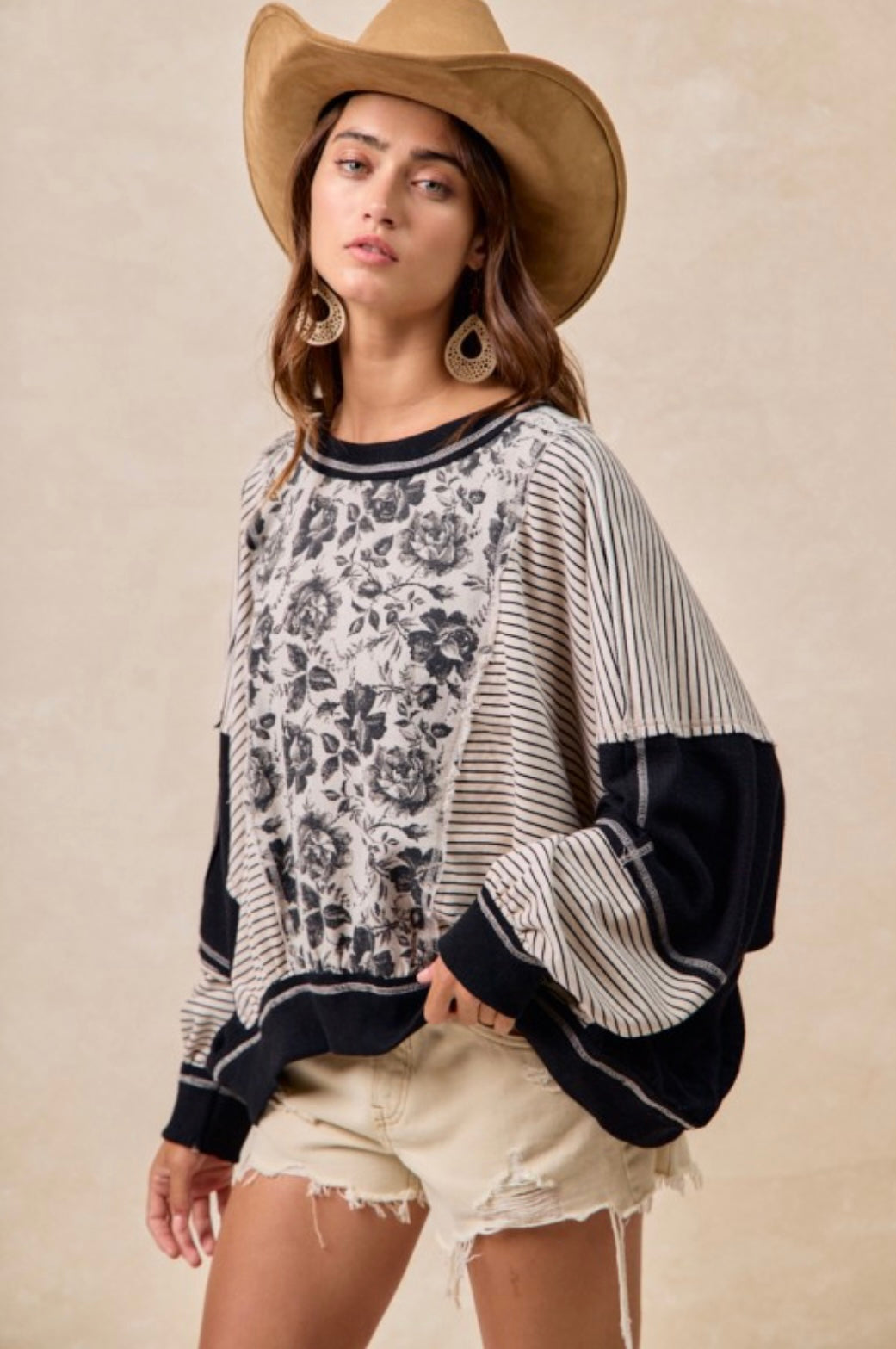 Rose Twill And Stripe Mix & Match Top