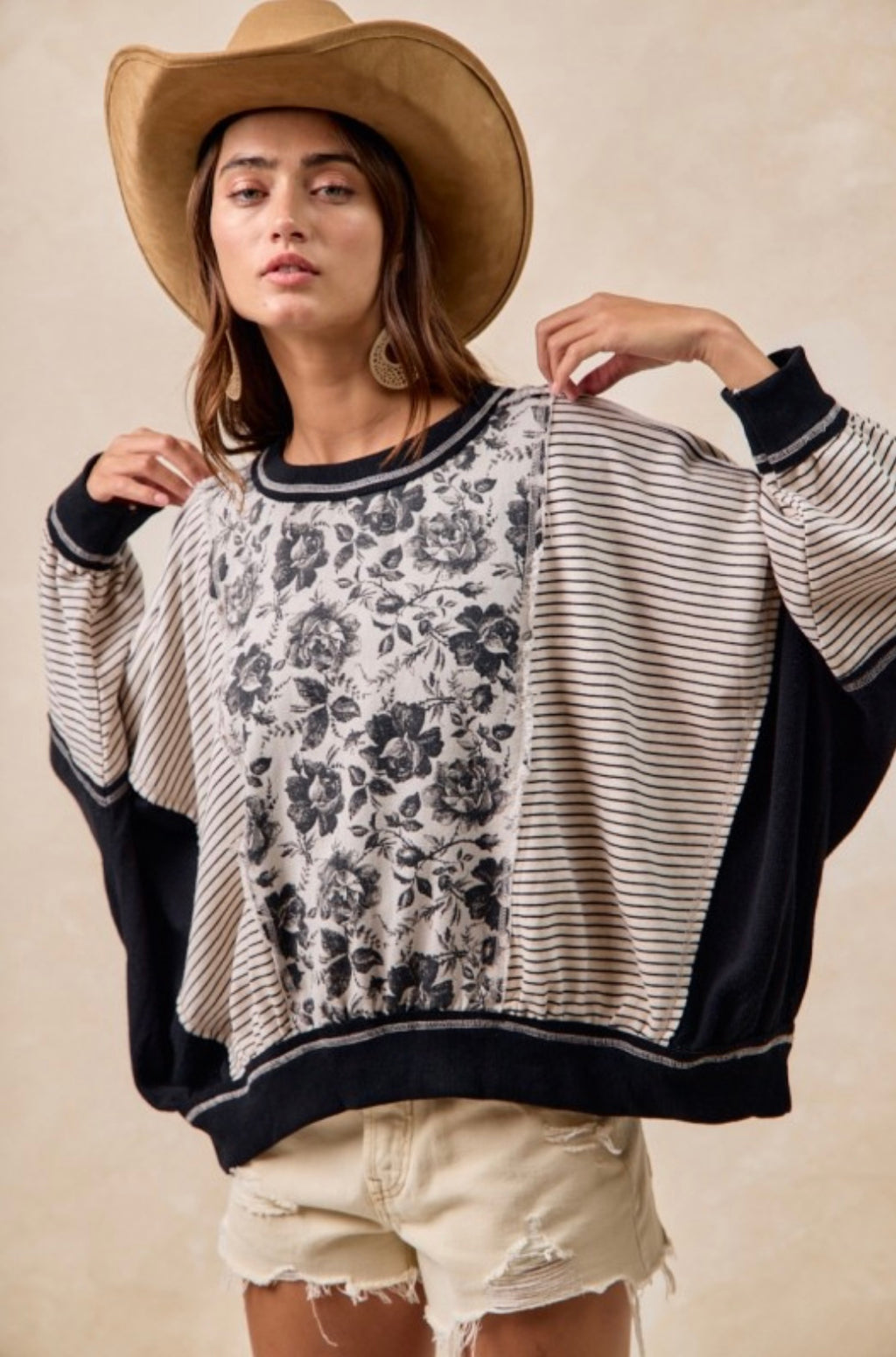 Rose Twill And Stripe Mix & Match Top