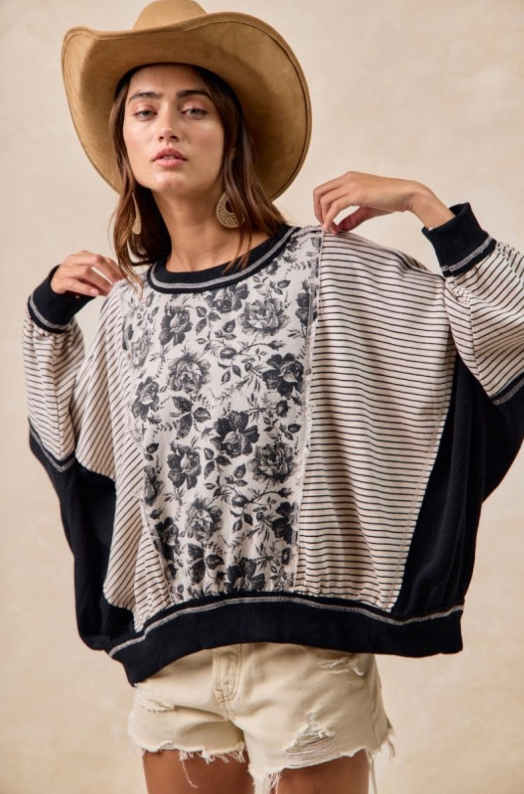 Rose Twill And Stripe Mix & Match Top