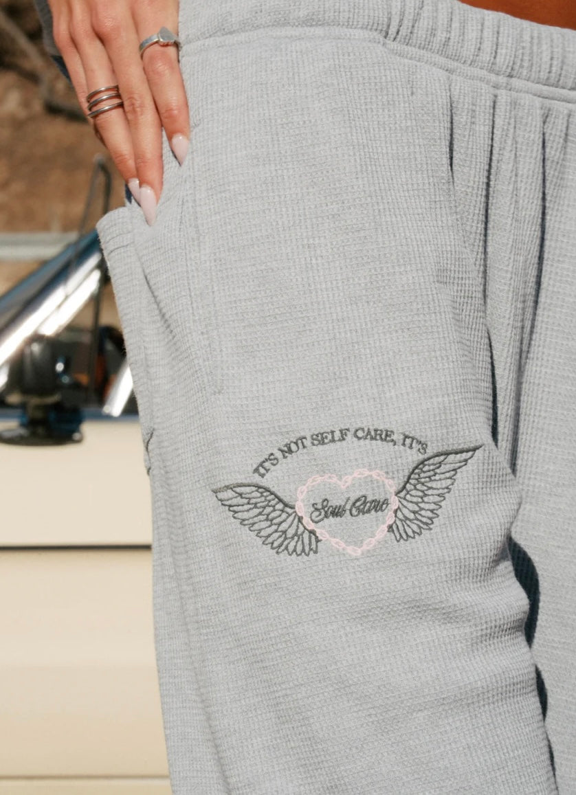 Mayfair Soul Grey Relaxed Waffle Wide-Leg Sweatpant