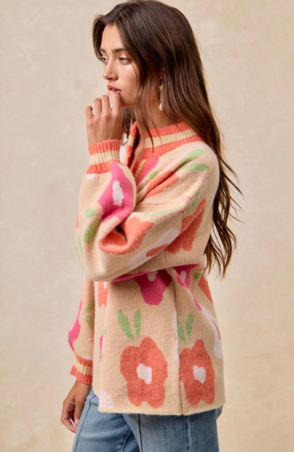 Flower Printed V Neck Banded Top